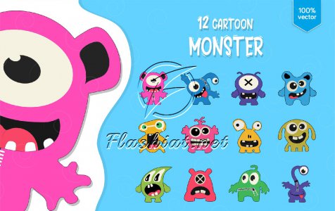 12 Cartoon Monster - Free Vector